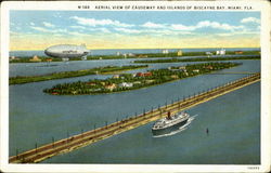 Aerial Vie Of Causeway And Islands Of Biscayne Bay Miami, FL Postcard Postcard