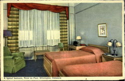 A Typical Bedroom Hotel Du Pont Wilmington, DE Postcard Postcard