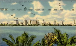 Miami Skyline From Causeway Florida Postcard Postcard