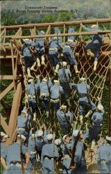 Commando Training , U. S. Naval Training Station Postcard