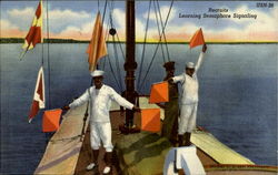 Recruits Learning Semaphore Signaling Postcard