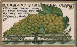 Railroad Car of Giant Grapes Postcard