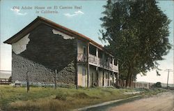 Old Adobe House on El Camino Real in California Postcard