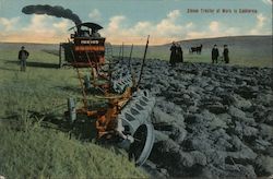 Steam Tractor at Work in California Postcard