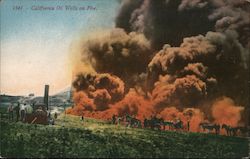 California Oil Wells on Fire Postcard