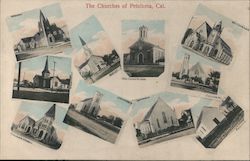 The Churches of Petaluma, Cal. Postcard