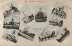 The Churches of Petaluma, Cal. Postcard