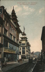 Street Scene in New Chinatown Postcard