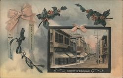 A Merry Christmas Street in Chinatown Postcard