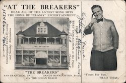 At the Breakers" Hear All of the Latest Song Hits- The Home of "Classy" Entertainment San Francisco, CA Postcard Postcard Postcard