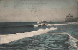 Life Boat Breasting the Breakers At the Cliff House Ocean Beach Postcard