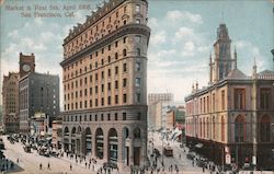 Market and Post Sts. April 1905 Postcard