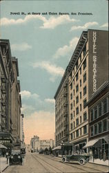 Powell St. At Geary and Union Square Postcard