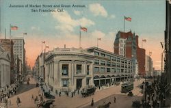 Junction of Market Street and Grant Avenue Postcard