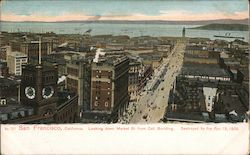 Looking down Market St. from Call Building. Destroyed by fire Apr. 18, 1906 San Francisco, CA Postcard Postcard Postcard