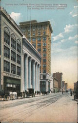 Looking Down California Street from Montgomery Street, Showing Bank of California and Alaska Commercial Building Postcard