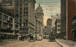 Looking up Third Street Toward Market Postcard