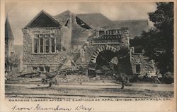 Carnegie Library, After the Earthquake April 18th 1906 Postcard