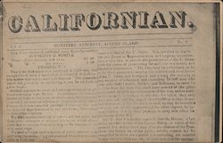 The Californian Newspaper August 15, 1846 Postcard