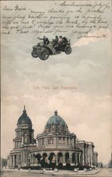 City Hall "In the Future" Flying Car Postcard