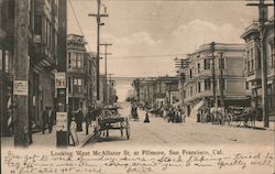 Looking West McAllister St. at Fillmore Postcard