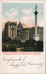 Dewey Monument and Lengfeld's Pharmacy 202 Stockton Street Union Square San Francisco, CA Postcard Postcard Postcard