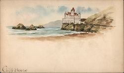 Cliff House, Hand Drawn Art Postcard