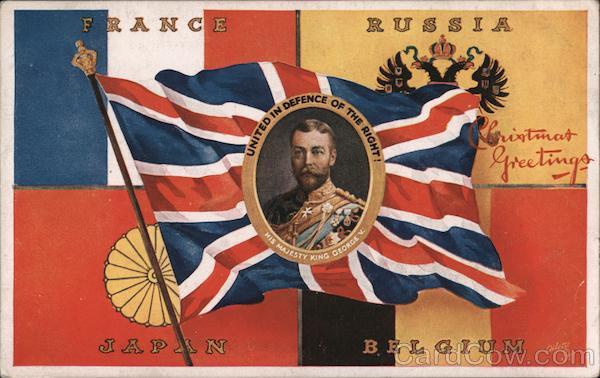 France, Russia, Japan, Belgium - The Allies World War I Postcard