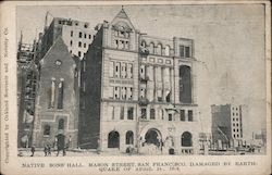 Native Sons' Hall, Mason Street, San Francisco, Damaged by Earthquake of April 18, 1906 California Postcard Postcard Postcard