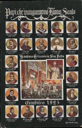 Catholic Popes Through 1925 Postcard