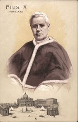 Piux X. Pont. Max with picture of Vatican Postcard