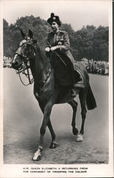 A young Queen Elizabeth II riding a horse Royalty Postcard Postcard Postcard