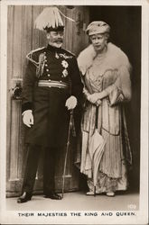 Black and white picture of the King and Queen. Royalty Postcard Postcard Postcard