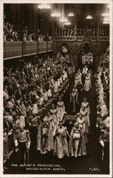 The Queen's Procession, Westminster Abbey Royalty Postcard Postcard Postcard