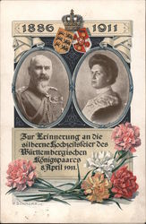 In Memory of the Silver Wedding Celebration of the Württemberg Royal Couple Royalty Postcard Postcard Postcard