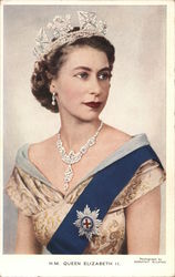 Portrait of Queen Elizabeth II wearing her crown and sash Postcard