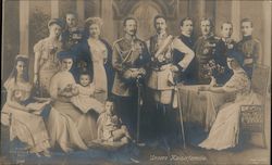 Kaiser Family - Men in Military Wear with Women and Children Postcard