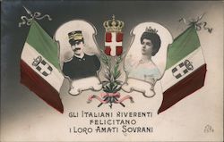 GLI ITALIANI RIVERENTI FELICITANO I LORO AMATI SOVRANI Royalty Postcard Postcard Postcard