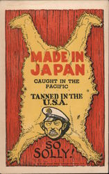 Made in Japan - Caught in the Pacific - Tanned in the USA Postcard