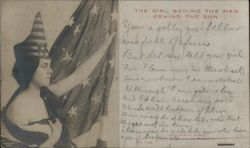 The Girl Behind The Man Behind The Gun Patriotic Postcard