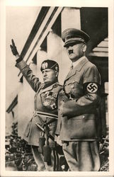 Benito Mussolini & Adolf Hitler Postcard