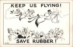 Keep U.S. Flying! Save Rubber! Anti-Birth Control Postcard