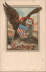 The United States of America Bald Eagle in front of Statue of Liberty Postcard