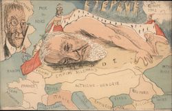 1902 Political Cartoon, Map of Europe Postcard