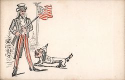 Uncle Sam with a Gun Standing Next to a Flag World War I Postcard Postcard Postcard