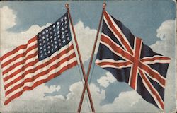 An American and British Flag Postcard