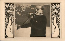 A Man in a Military Uniform Playing a Violin Postcard