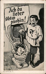 Hitler Being Pushed into a Toilet by Stalin Nazi Germany Postcard Postcard Postcard