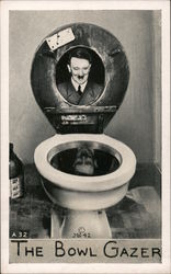 The Bowl Gazer, Adolf Hitler in toilet seat Postcard