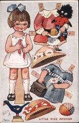 Little Miss America Paper Doll The Little American Girl Patriotic Postcard Postcard Postcard